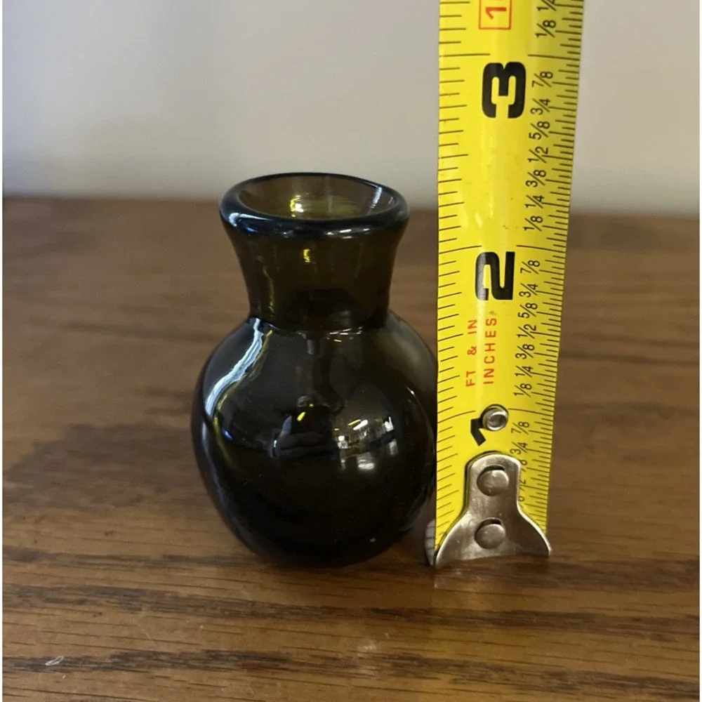 Vintage Miniature Glass Vase Green Glass 2.25